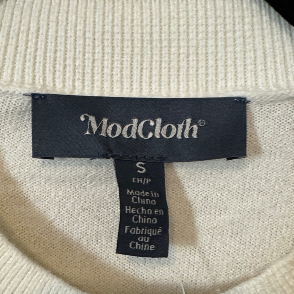 Modcloth Cream Cardigan with Red Cherry Motif - Picture 3 of 4